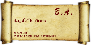 Baják Anna névjegykártya