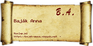 Baják Anna névjegykártya